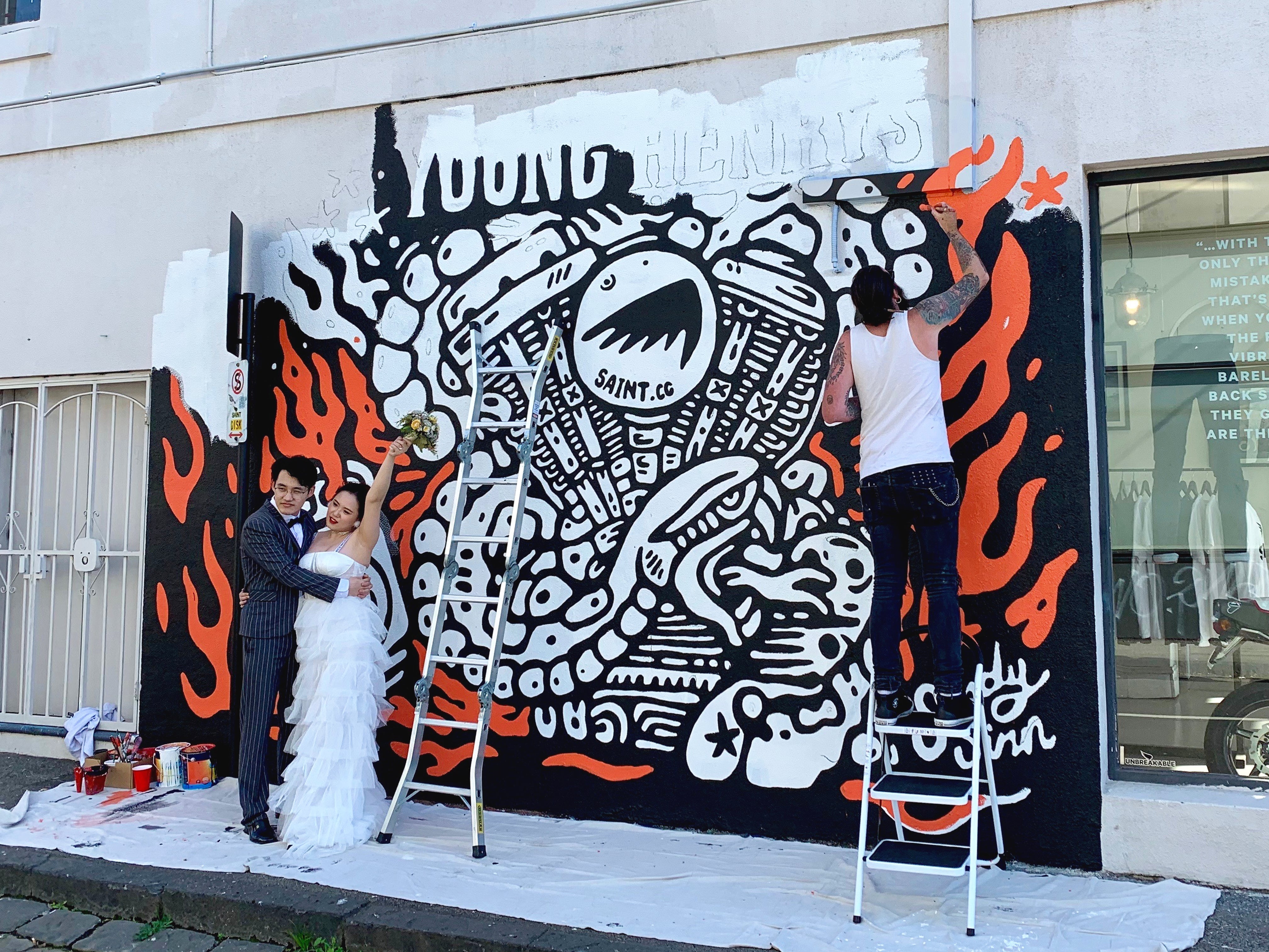 WEDDING PHOTOS (INFRONT OF MY MURAL LOL)