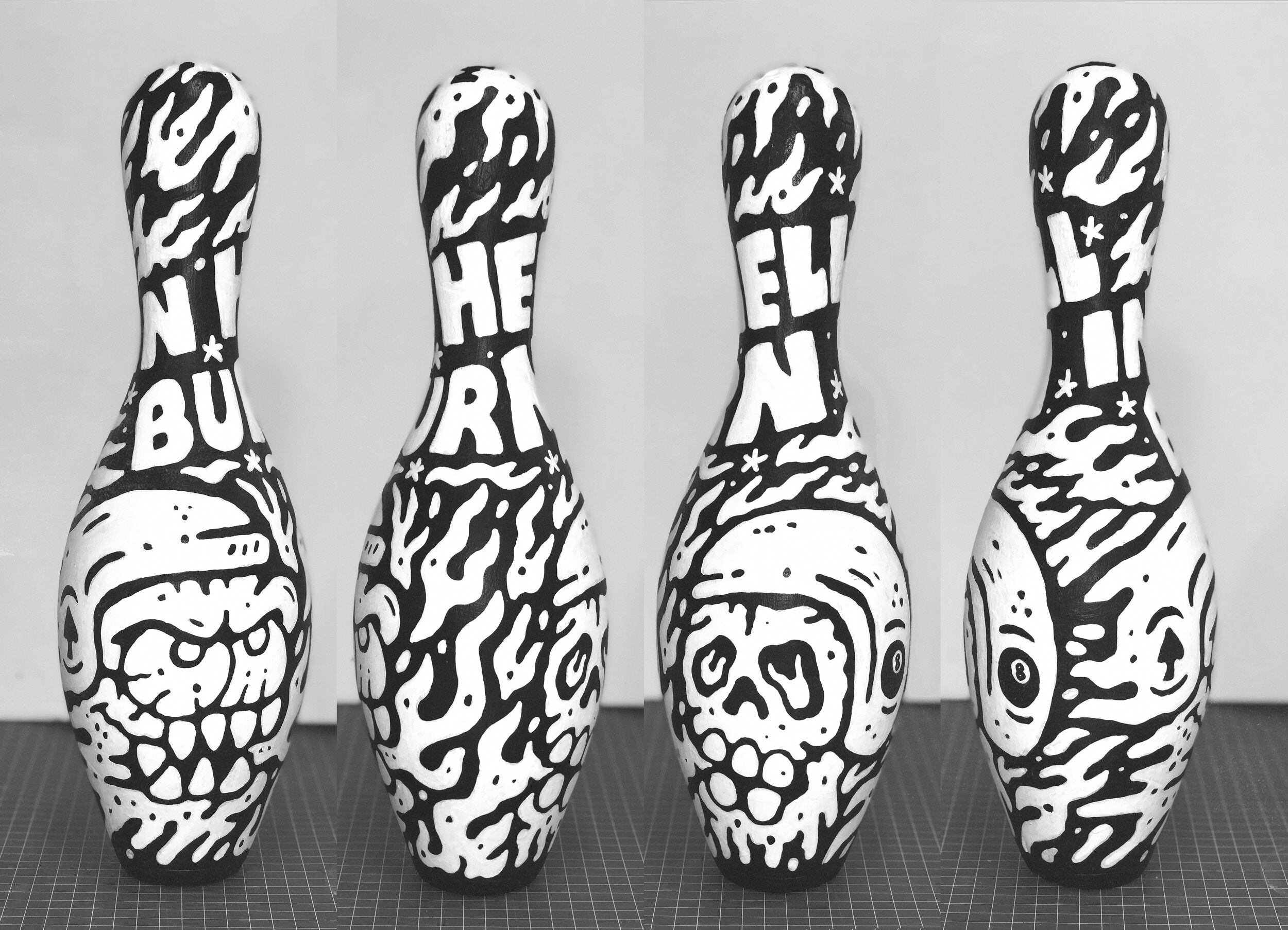 'BURN IN HELL' Hand-painted Bowling Pin