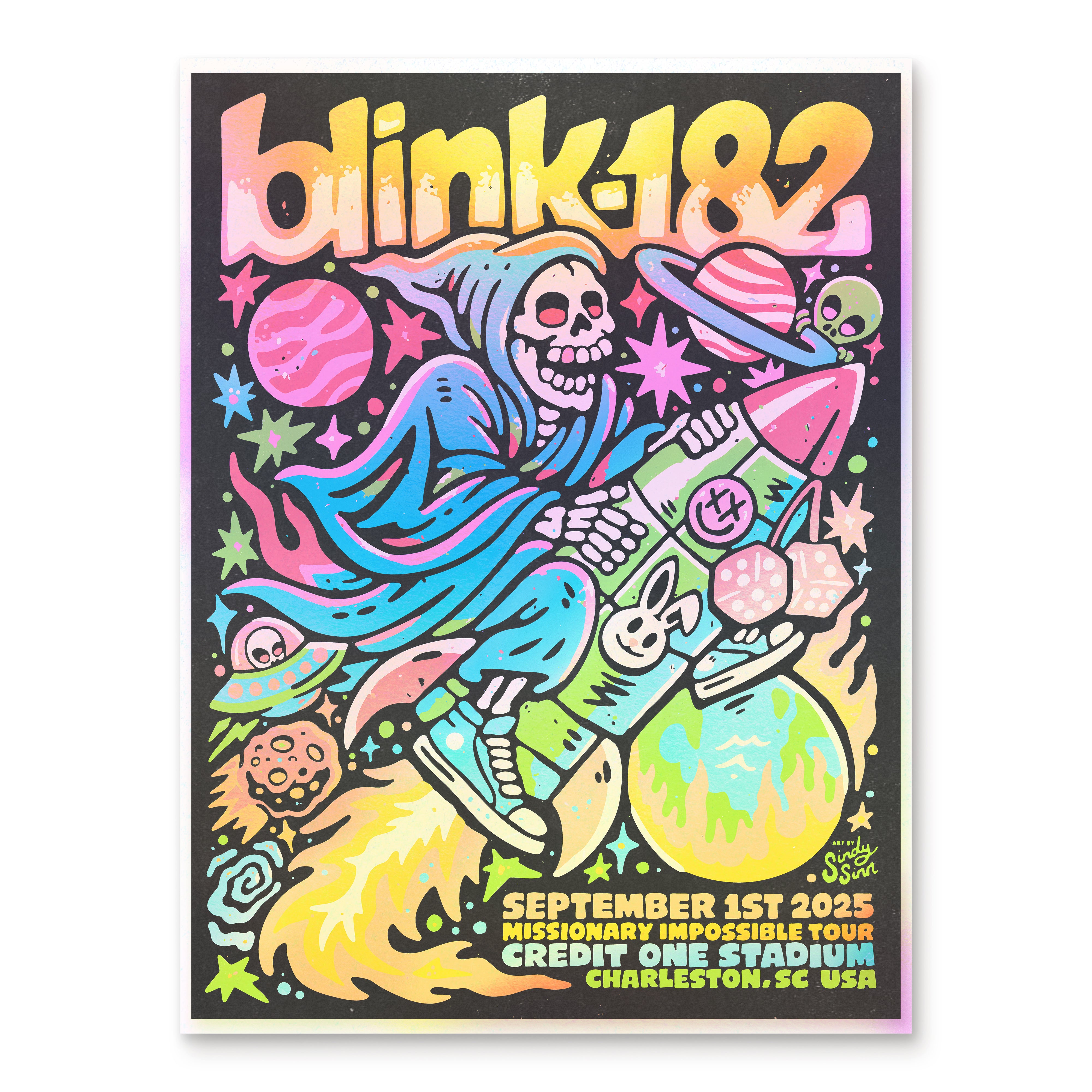 BLINK 182 - CHARLESTON SC, USA 1ST SEPT 2025 POSTER [A2) FOIL/HOLOGRAPHIC